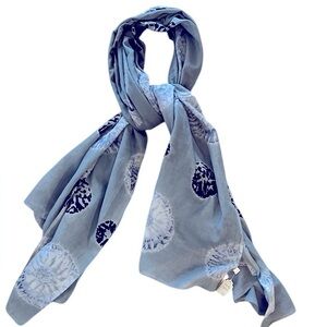 NWT CARAVANSERAI Indian Cotton Blue Arashi Shibori Dupatta Scarf ~46x76”